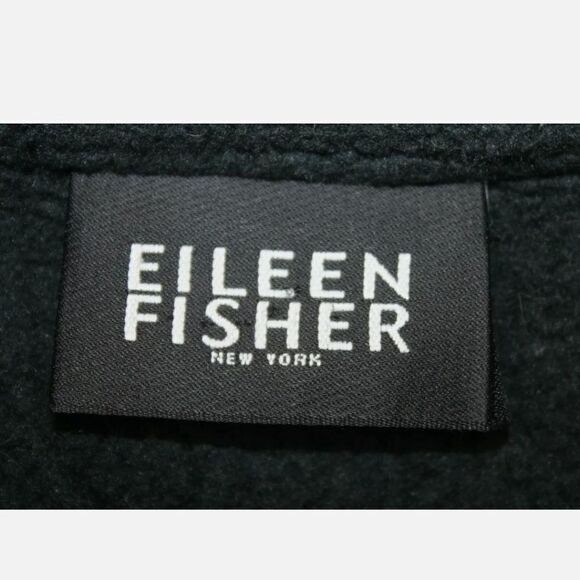 EILEEN FISHER ECOSPUN FLEECE DOUBLE BREASTED SIZE SMALL BLACK JACKET COAT - Picture 5 of 6